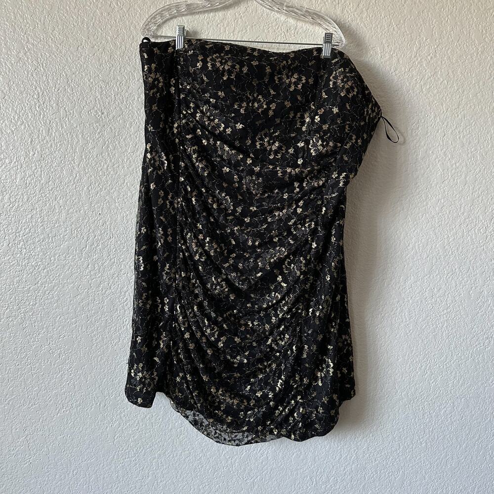 Torrid Plus Size Black and Gold Lace Tube Dress Plus Size 26 NWT
